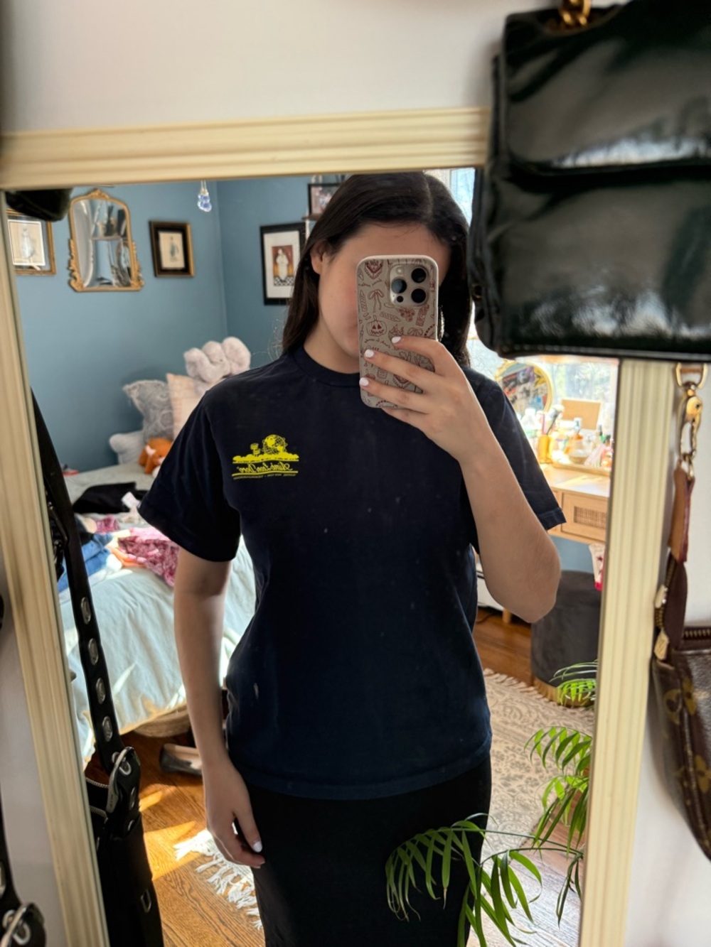 Aime Leon Dore Navy Tee with Yellow Tag Accent